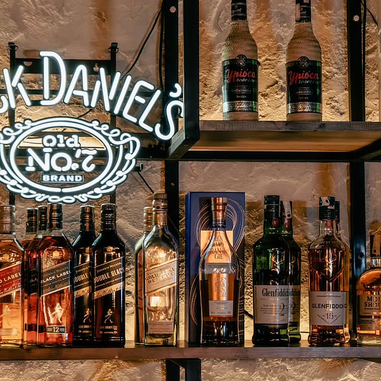 The bar shelf at H Restaurant Lounge